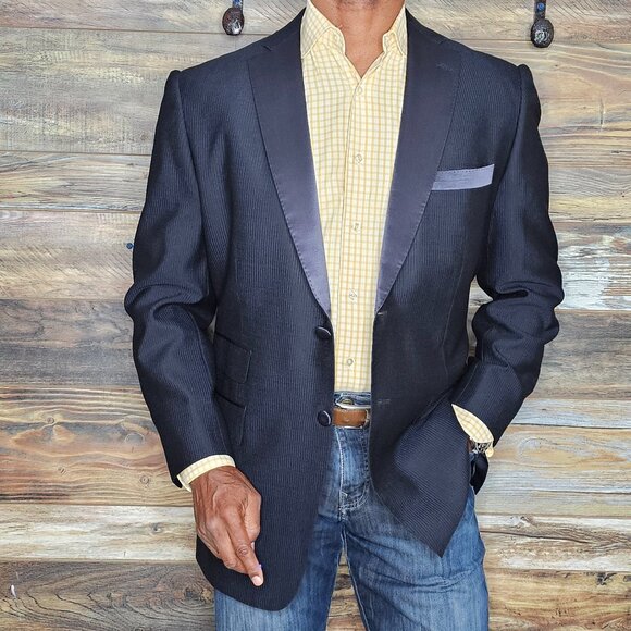 Custom Astor & Black Tuxedo Working Cuffs Dual Vent Blazer Jacket 40R - Picture 7 of 10